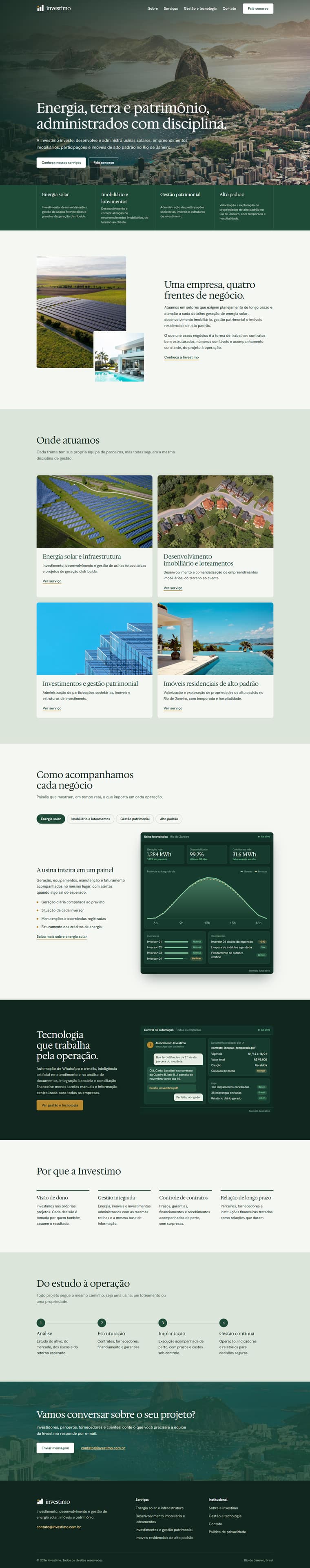 Página do site Investimo