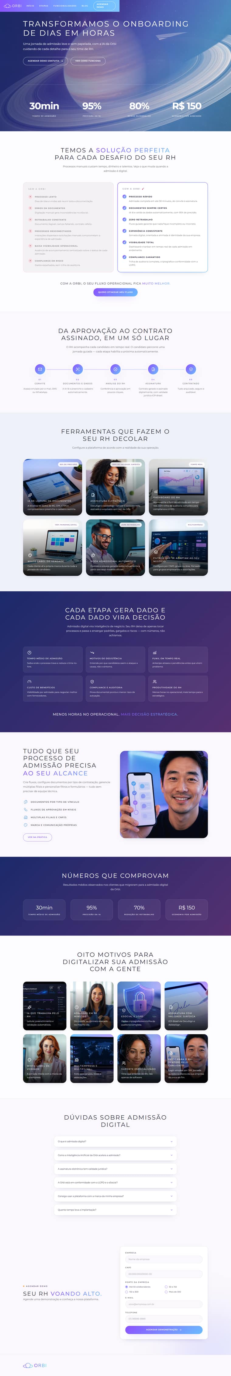 Página do site Orbi